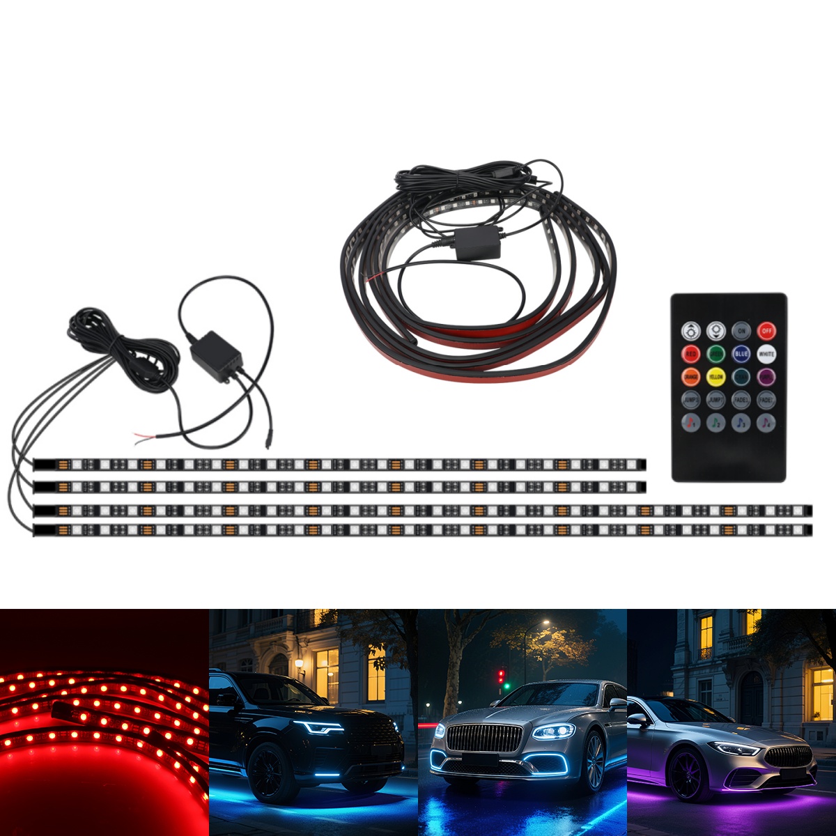 Rgb Underglow Strip - 90+120CM Car RGB Chassis Light Bar