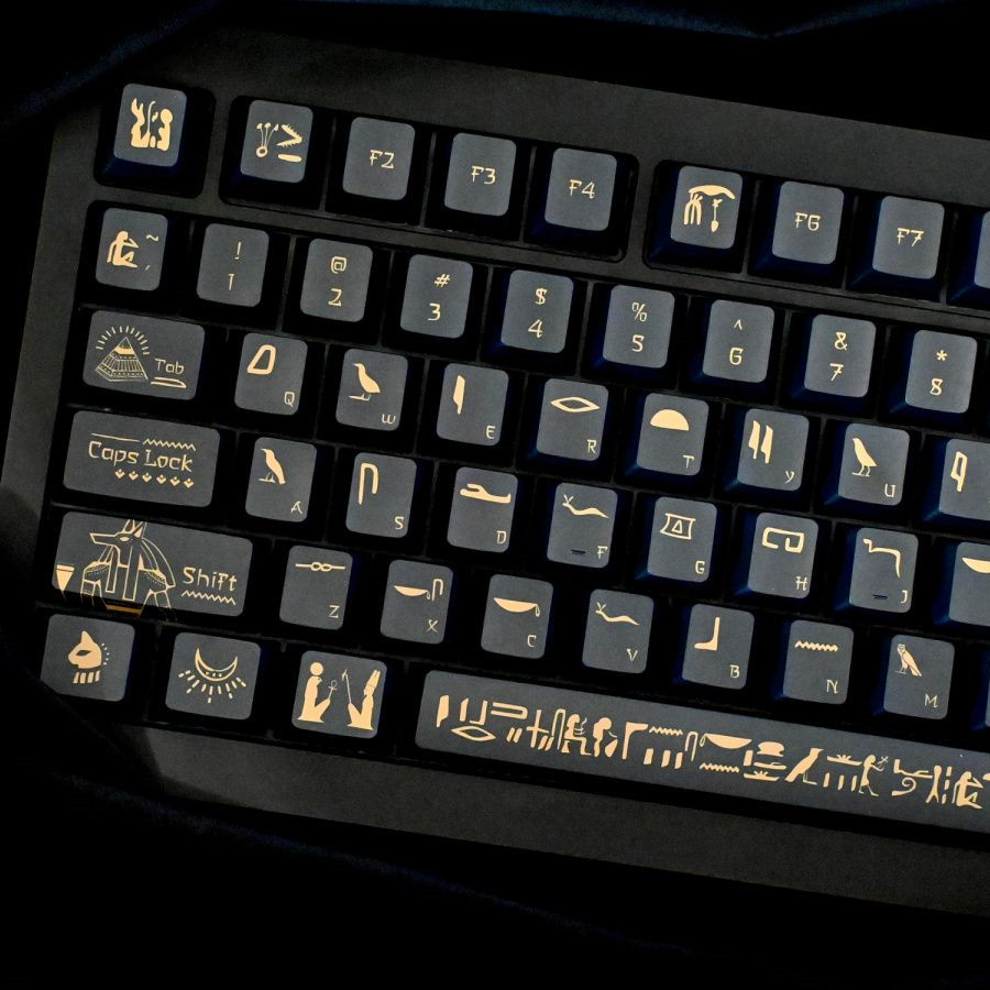 Keyboard Gaming Black - 142 Keys Pharaoh Keycap PBT Material
