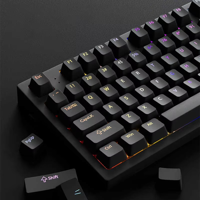 Keyboard Gaming Black - 130+ Keys Black Custom Double Shot
