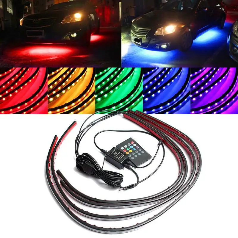 4x Waterproof RGB 5050 SMD Fle - Rgb Underglow Strip ulasan dan harga
