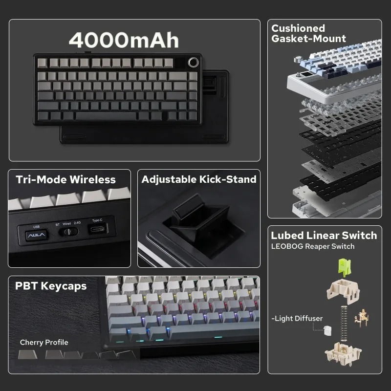 AULA F75 Max Mechanical Keyboa - Gaming Keyboard Ergo ulasan dan harga