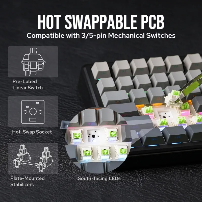 AULA F75 Max Mechanical Keyboa - Gaming Keyboard Ergo ulasan dan harga