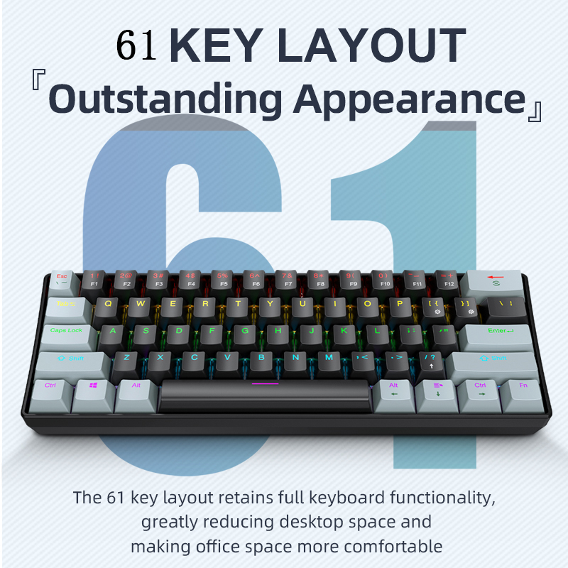 K61 Wired Mechanical Gaming Ke - Gaming Keyboard Blue Switches ulasan dan harga