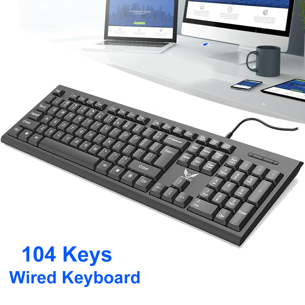 104 Keys USB Wired Keyboard Er - Gaming Keyboard Budget ulasan dan harga