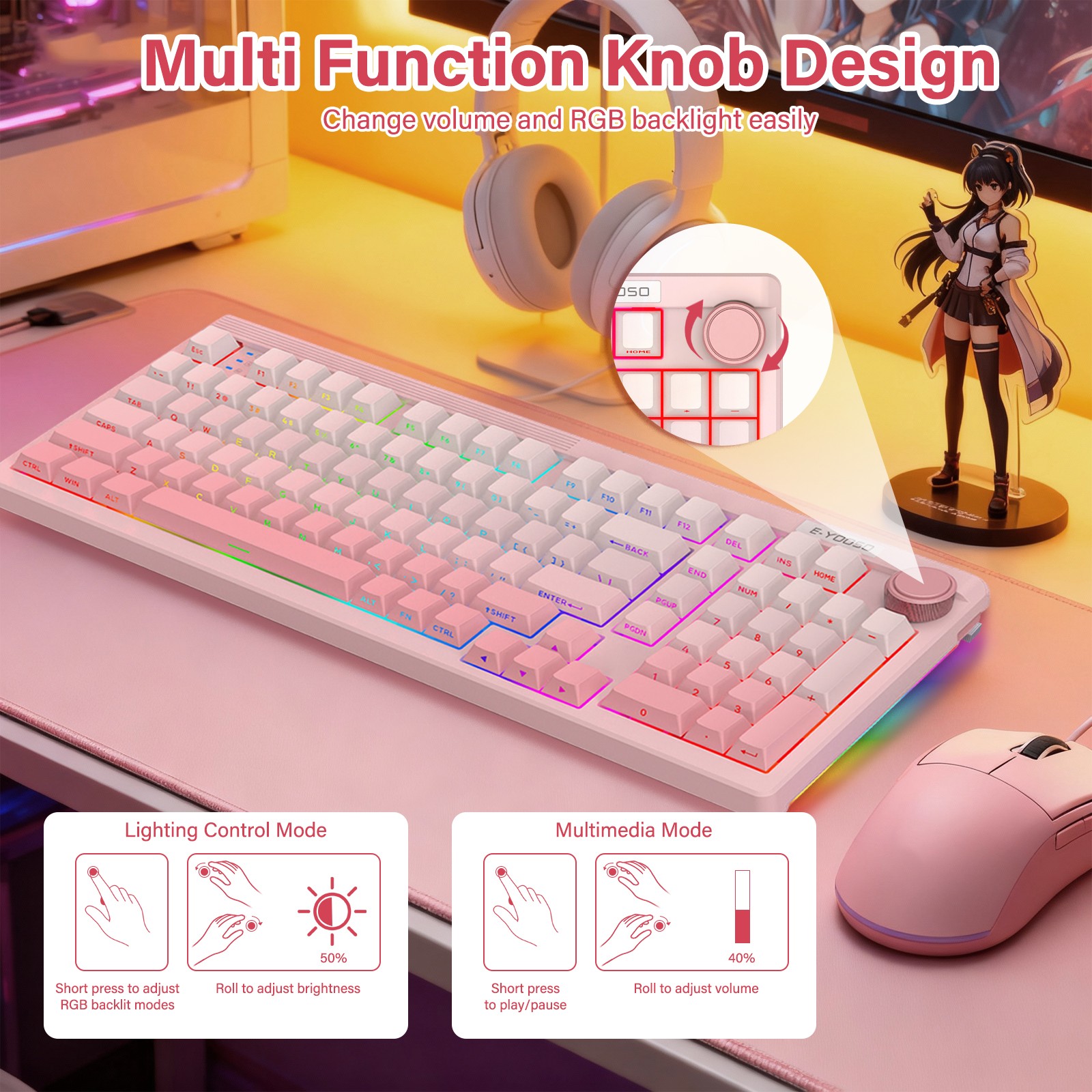 E-YOOSO 98-Key Wired Tri-mode  - Gaming Keyboard E Yooso ulasan dan harga