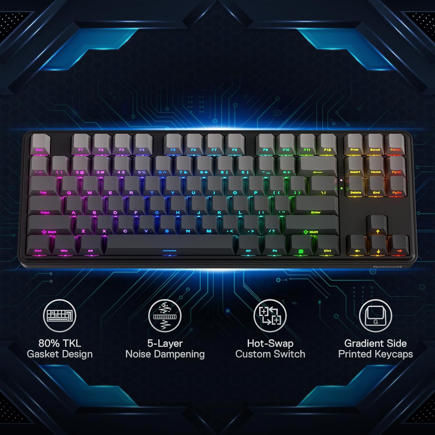 Redragon K707 PRO GB 80% Gaske - Gaming Keyboard No Noise ulasan dan harga