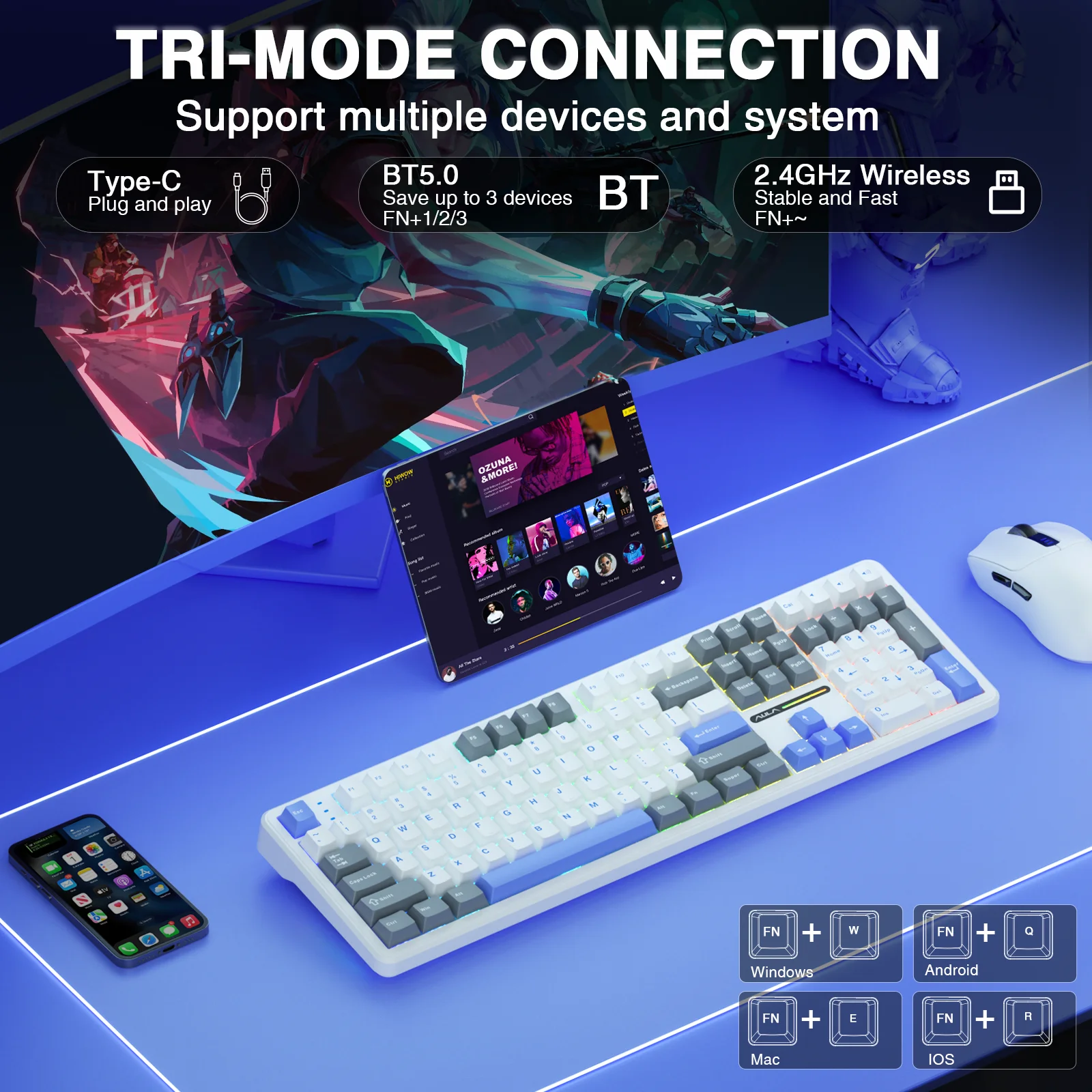 AULA F108 Wireless Keyboard Lo - Gaming Keyboard No Noise ulasan dan harga