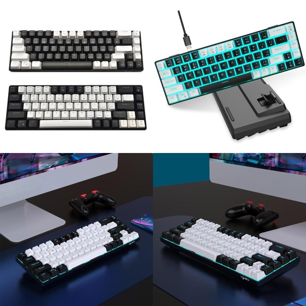 Portable 68Keys Mechanical Gam - Gaming Keyboard Blue Switches ulasan dan harga